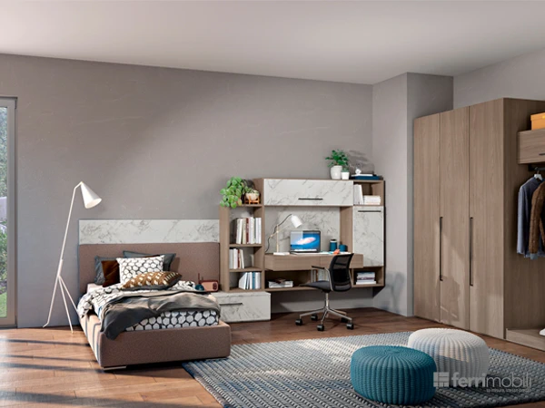 Composizione libera e letto con ruote
